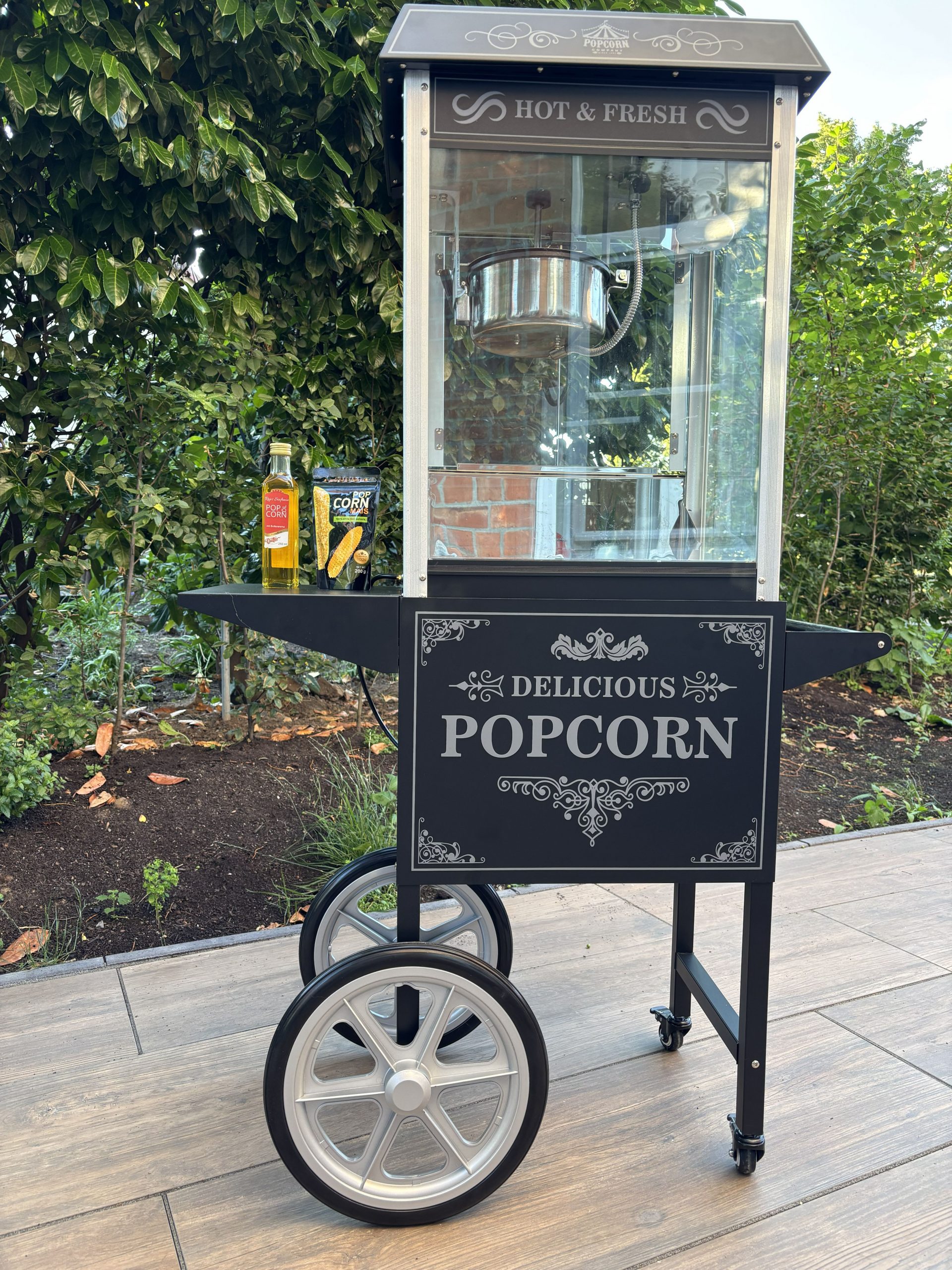 Popcornmaschine mit Wagen - schwarz – Bild 2